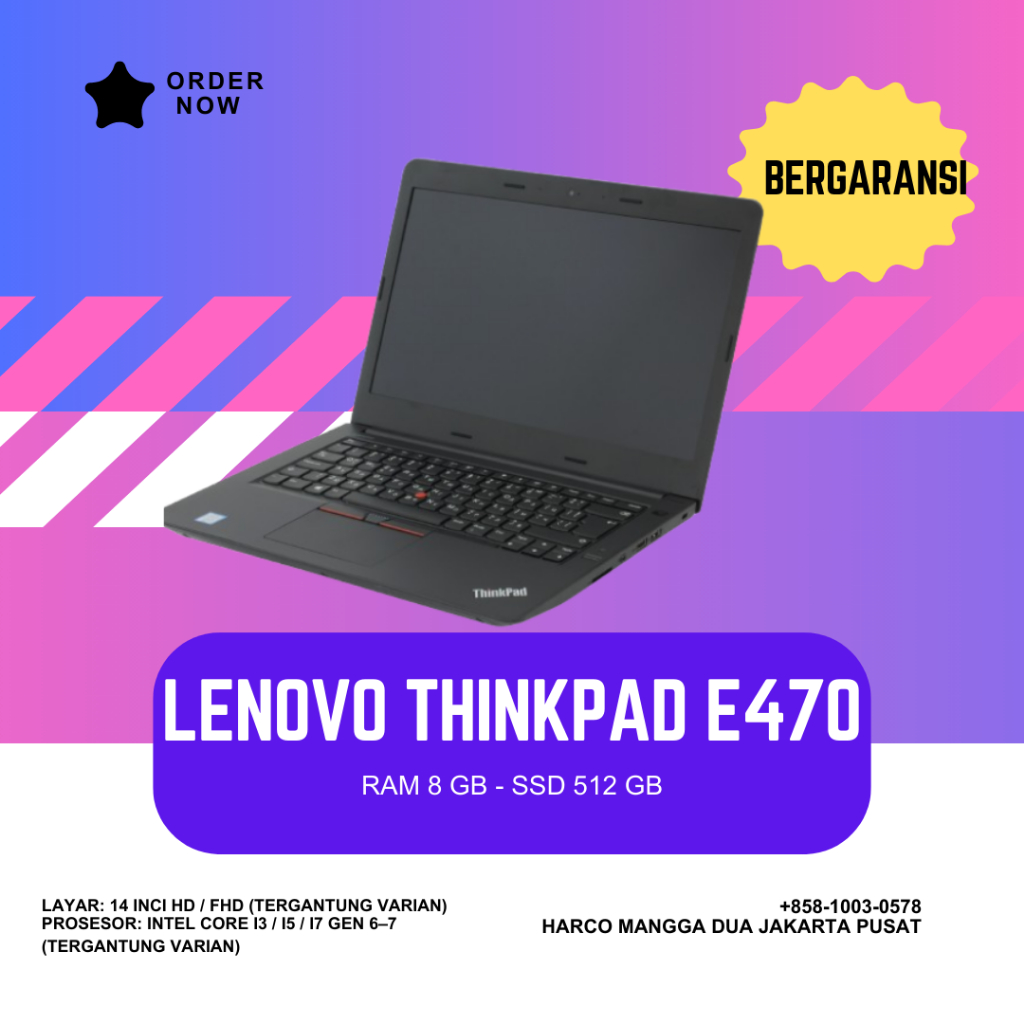 Laptop Lenovo ThinkPad E470 – SSD | Core i5 | 14 Inch | Original