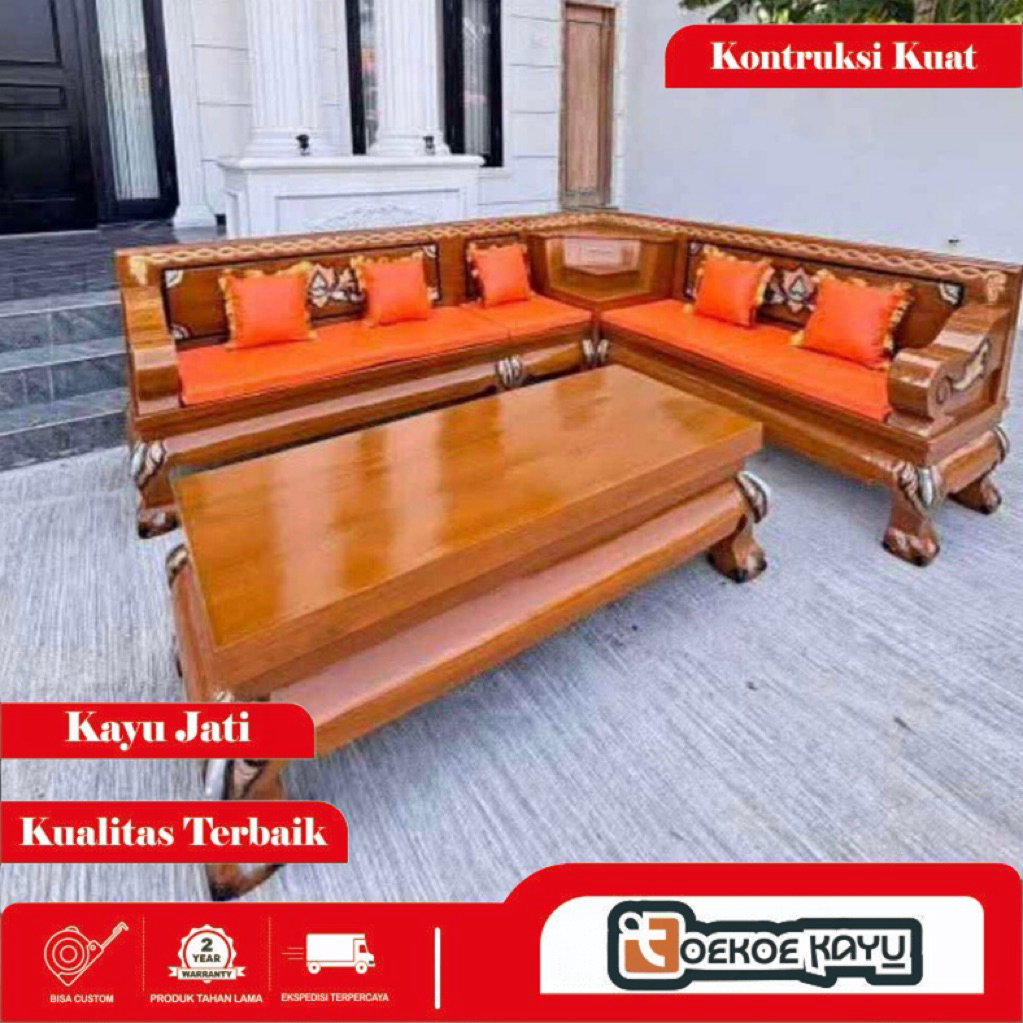 kursi tamu sudut jumbo kayu jati