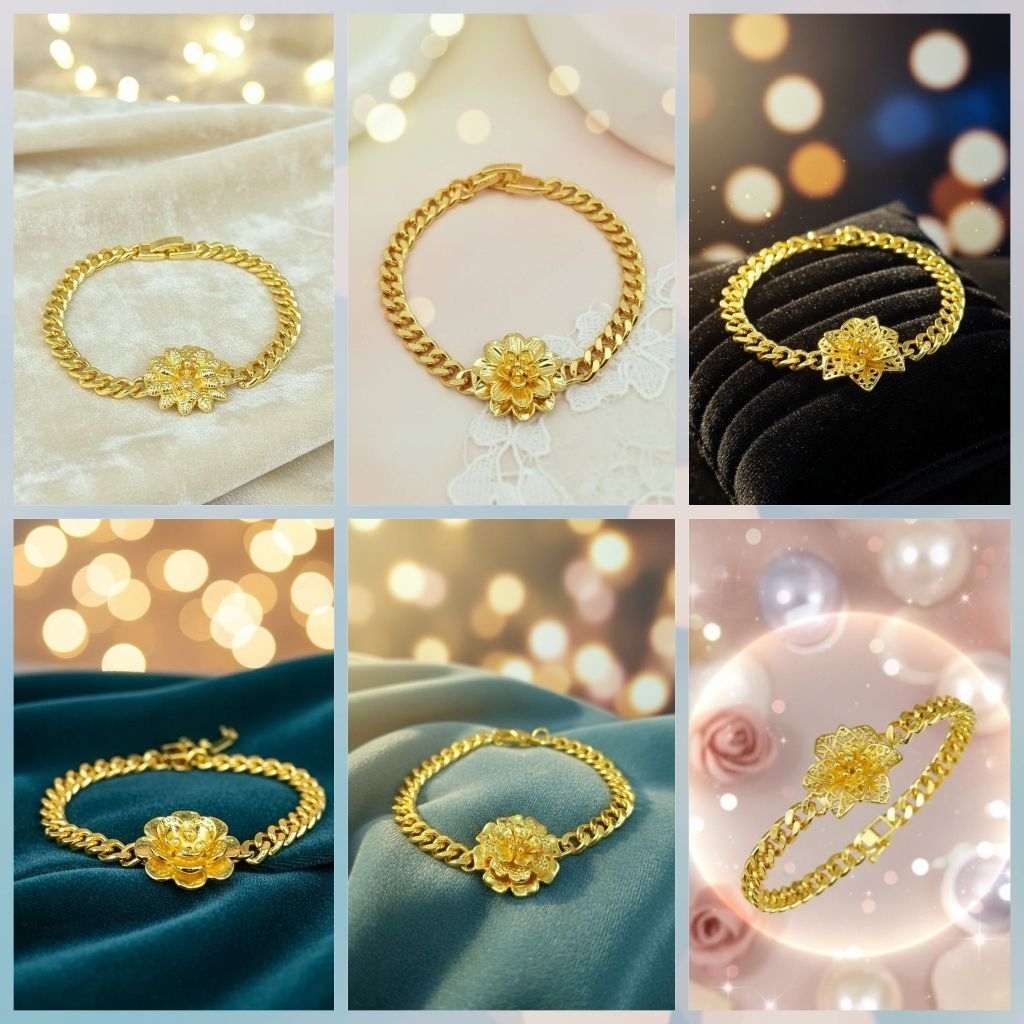 Gelang rantai wanita/gelang rantai bunga kendari/gelang fashion gold