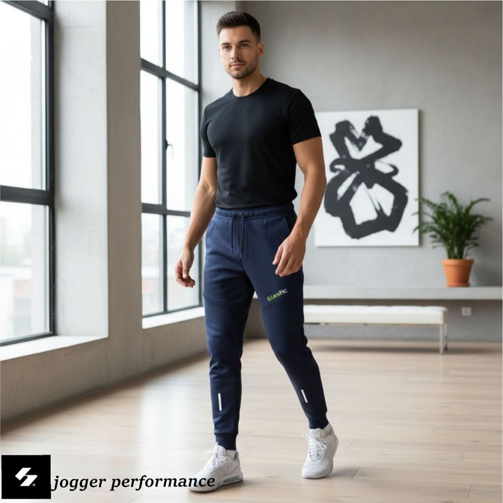 Celana Jogger Pants Performance Pria Original ELASTIC/Celana Panjang Training Olah Raga/Long Pants S