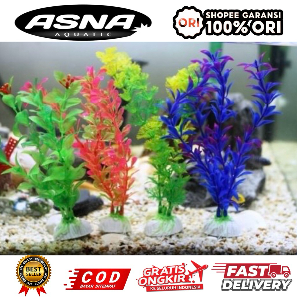 hiasan tanaman bunga air plastik buat ikan