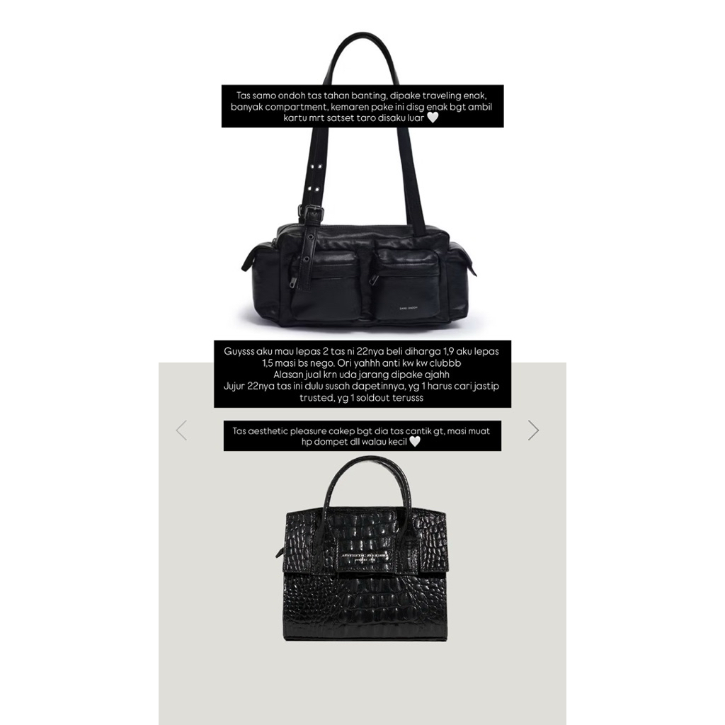 preloved aesthetic pleasure (micro) & samo ondoh bag (M)