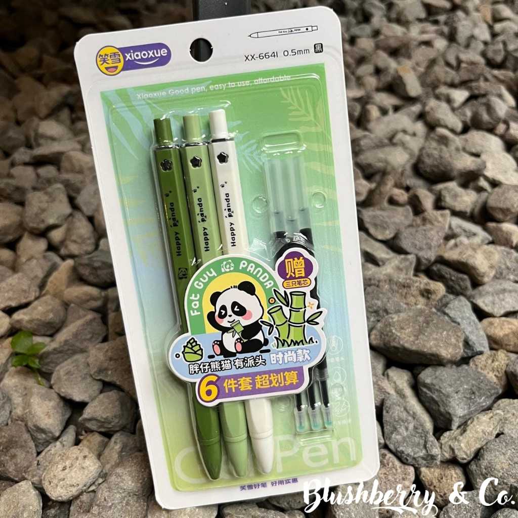 PULPEN 1 PACK - Pulpen Gel Set Panda (Isi 3 free 3 Refill)