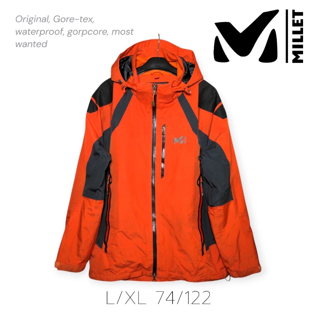 Millet Jaket Gore-tex Gunung Outdoor Hiking Tracking Waterproof original size L fit XL