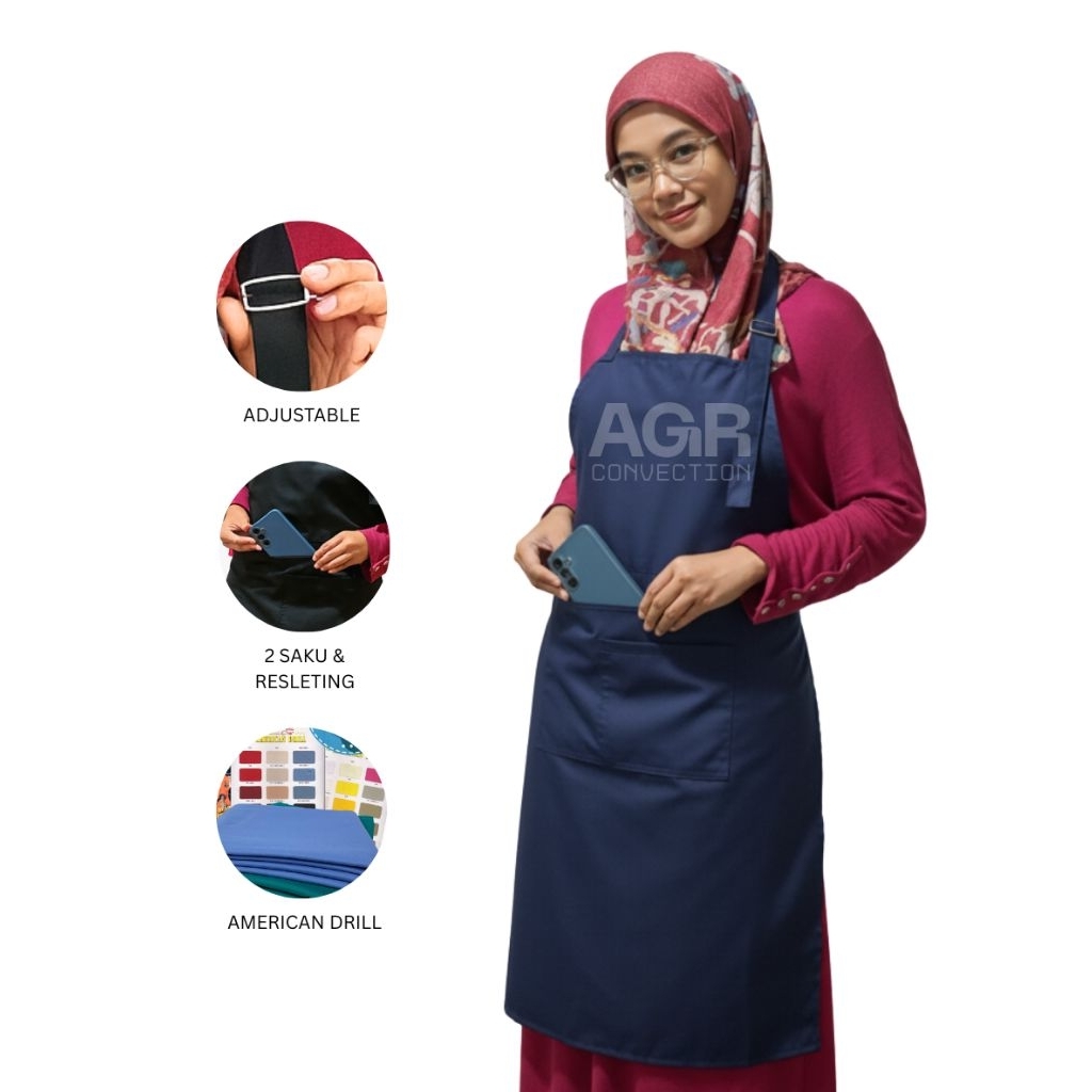 apron/apron biru navy/apron kitchen/apron barista/apron barbershop/apron masak/apron celemek/celemek
