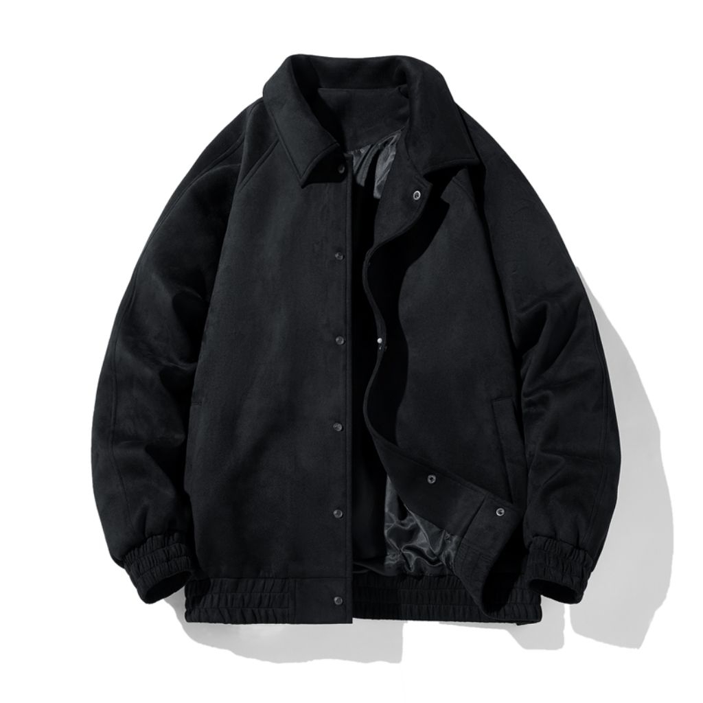 jaket suede pria kancing cetet/jaket suede basboll terbaru