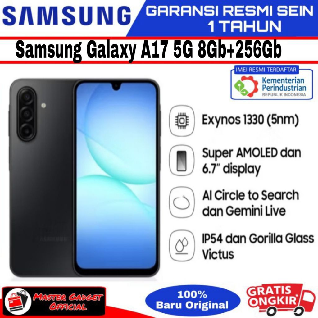 hp Samsung Galaxy A17 5G ram 8gb 256gb A16 5G 6gb 128gb 4gb 128gb garansi resmi Sein 1 tahun