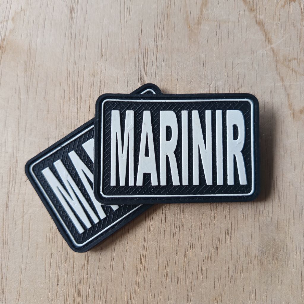 patch rubber logo tulisan marinir putih tempelan emblem aksesoris karet