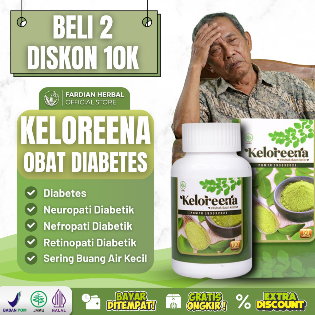 Obat Diabetes Gula Darah Kaki Bengkak Panas Luka Basah & Sering Kencing Keloreena Kapsul Original