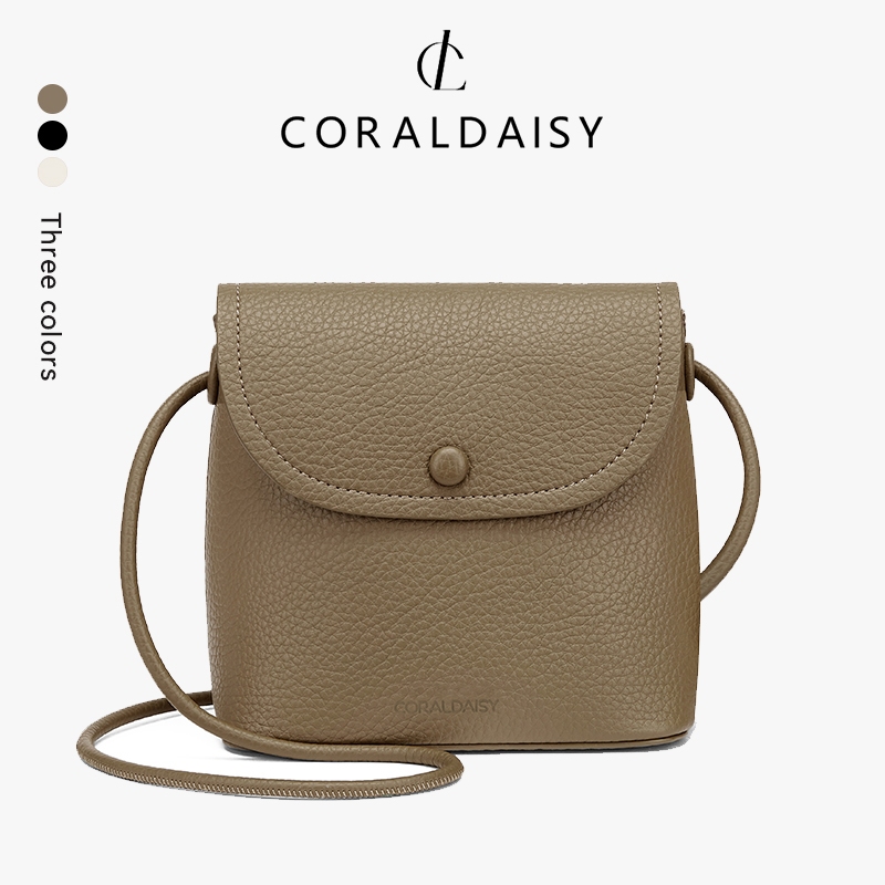 CORALDAISY Tas Wanita 2025 Tali Panjang Tas Selempang Solid Ritsleting Tas Bahu Kecil Ember Slingbag