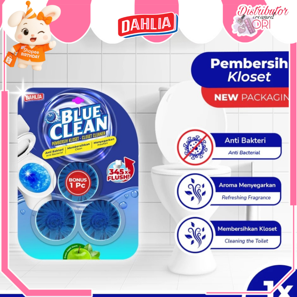 DAHLIA BLUE CLEAN PEMBERSIH KLOSET ISI 3 CLOSET CLEANER TOILET BALL CEGAH KERAK ANTI KUMAN HARUM PEN