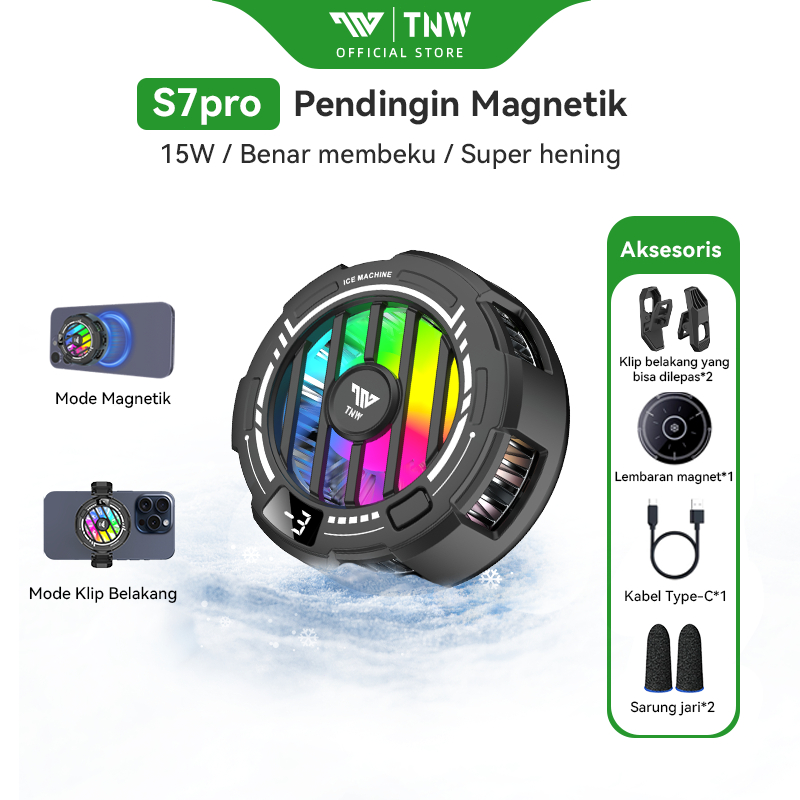 TNW S7Pro Fan Cooler Pendingin HP Gaming Cooler Magnetic Radiator Cooling Fan Dengan RGB Light