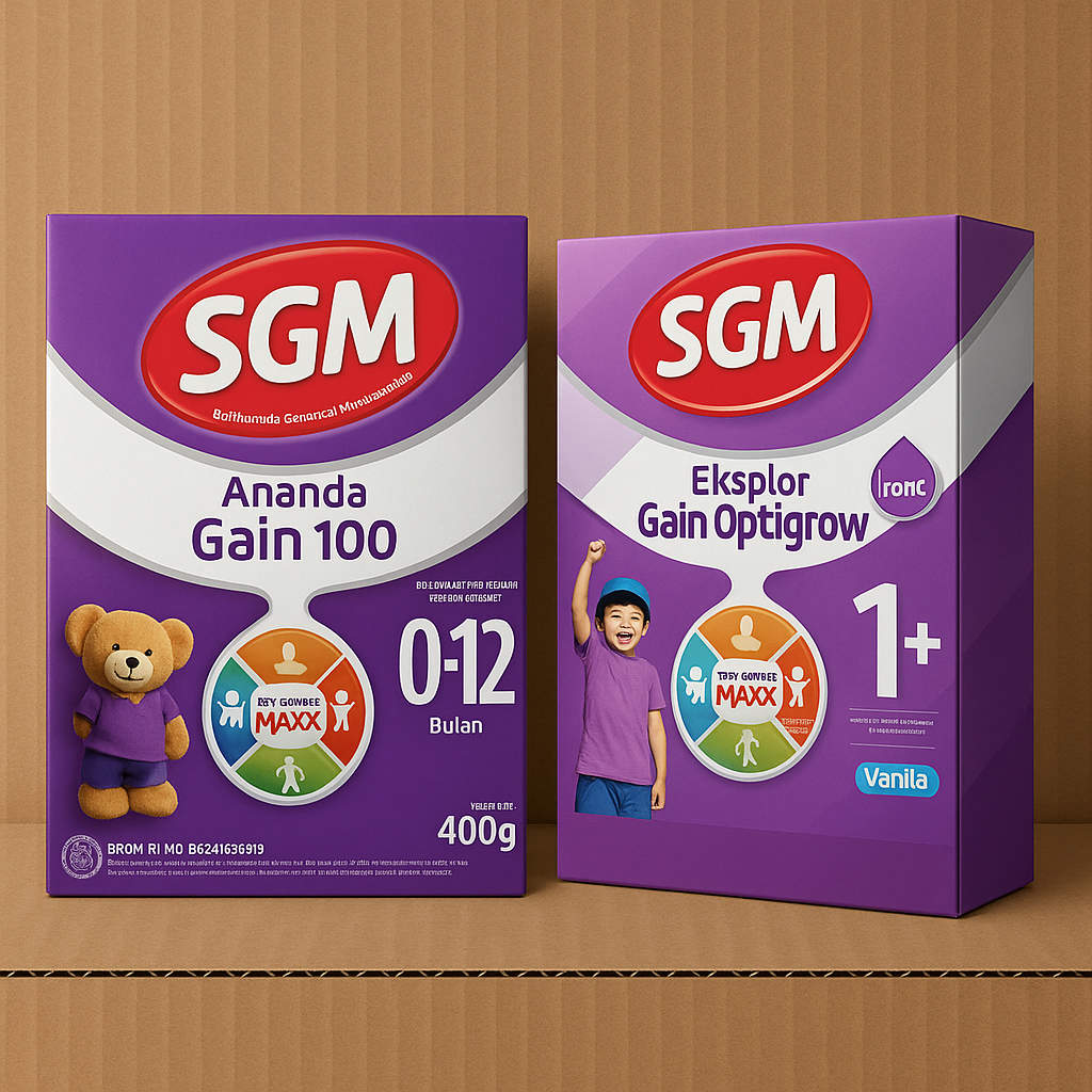 SGM Ananda Gain 100 & SGM Eksplor Gain Optigrow 400g – Susu Pertumbuhan & Formula Bayi Usia 0–12 Bul