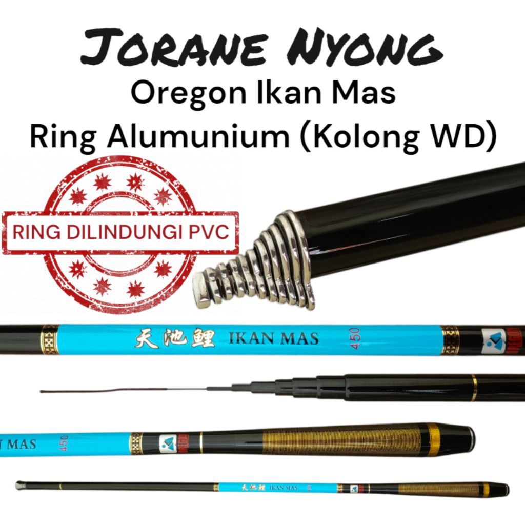 Joran Tegek Oregon Ikan Mas Ring Alumunium (kolong wd) + Sungu / tanduk wd