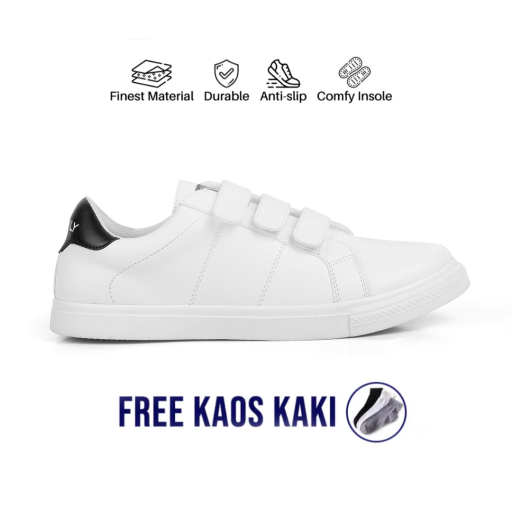 Sepatu Cewek Tanpa Tali White QPN-008 RAIHANA Sepatu Wanita Perekat | QUICKLY Sepatu Kets Perepet Ce