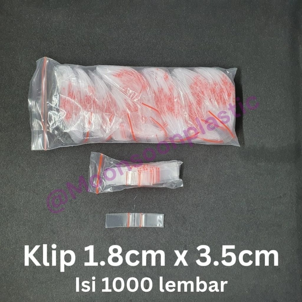 (BELI 2 LEBIH MURAH) plastik klip kecil 1.8 x 3.5cm isi 1000lbr COD