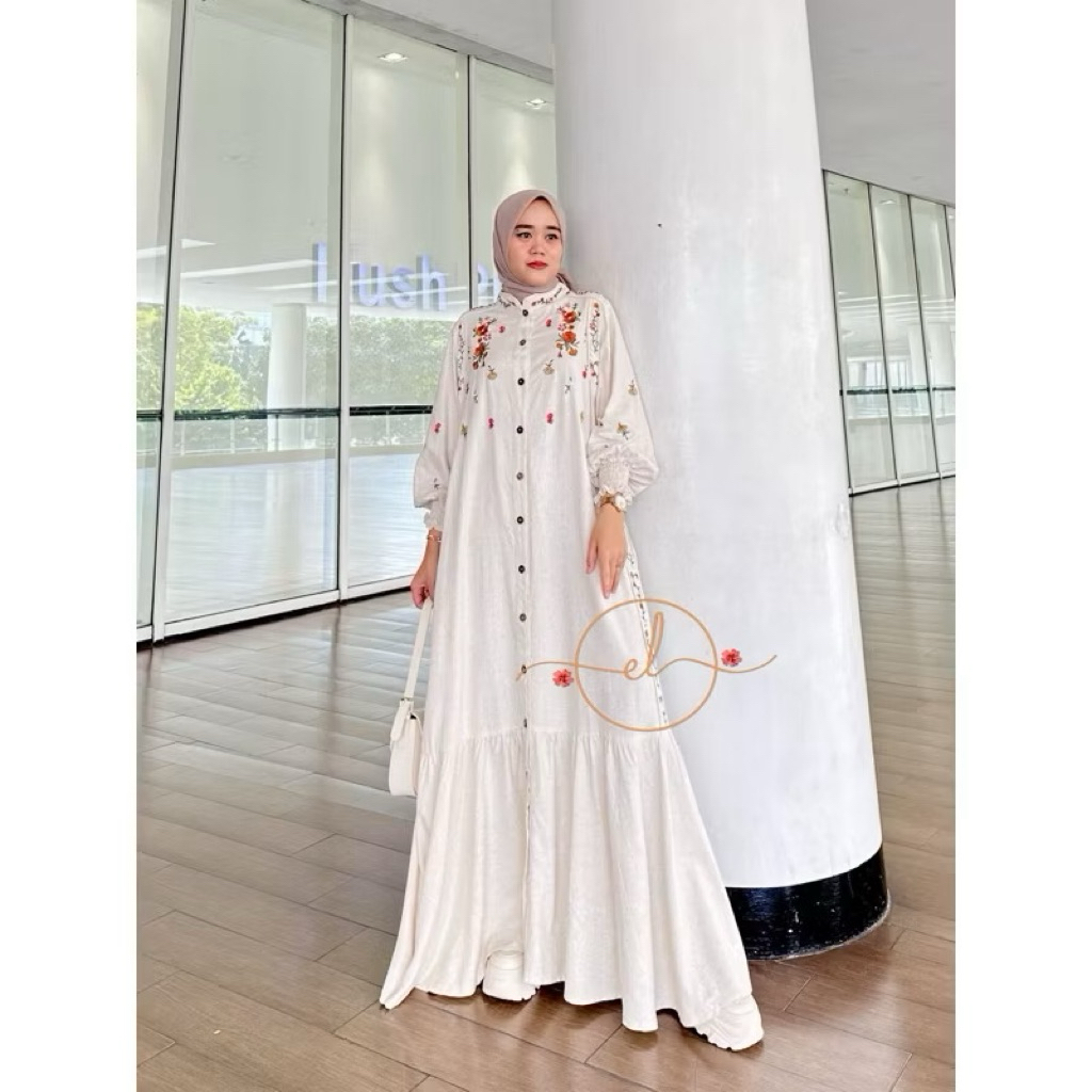 Gamis Bordir Katun Linen Bulkud Jumbo