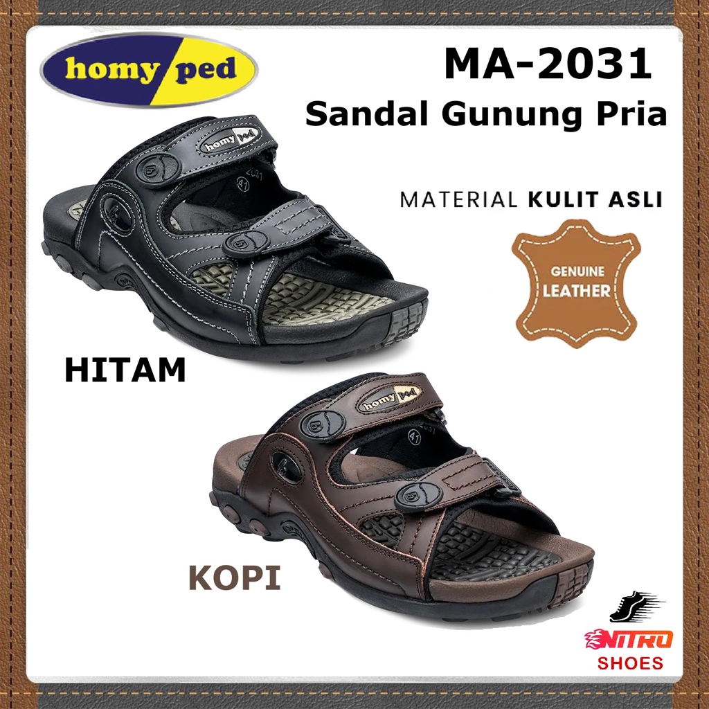 Homyped MA 2031 Sandal Gunung Pria Kulit Asli Slides