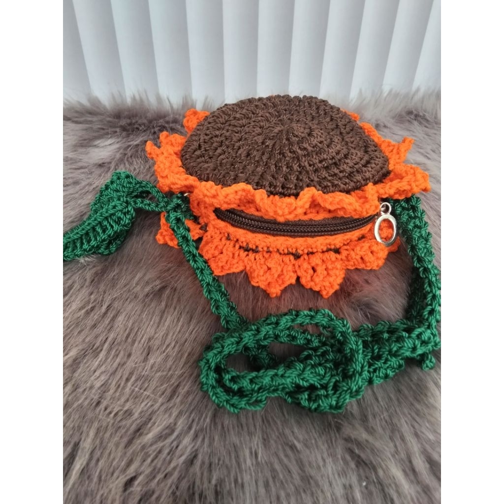 tas selempang bunga matahari tas rajut handmade tas anak-anak