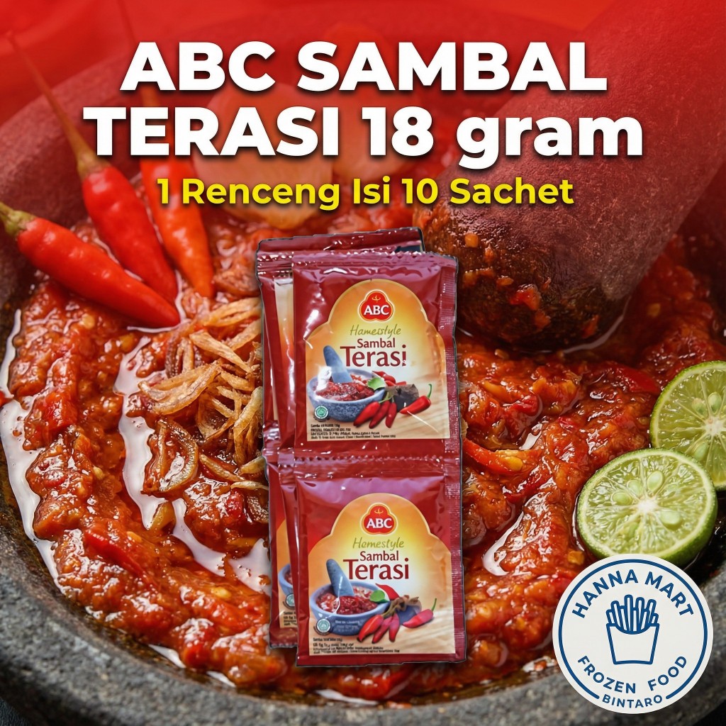 SAMBAL SAMBEL TERASI ABC SACHET / Sambal Terasi ABC Sachet (1 Renceng Isi 10 Sachet)