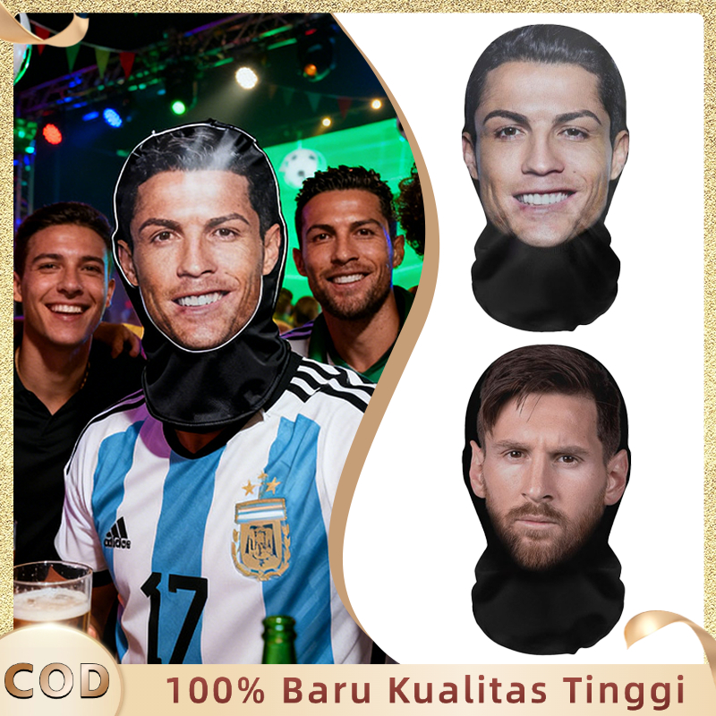 Penutup Kepala Topeng Wajah 3D Topeng 3D Tutup Kepala Neymar/Messi/CR Masker Elastis Mesh Masker Waj