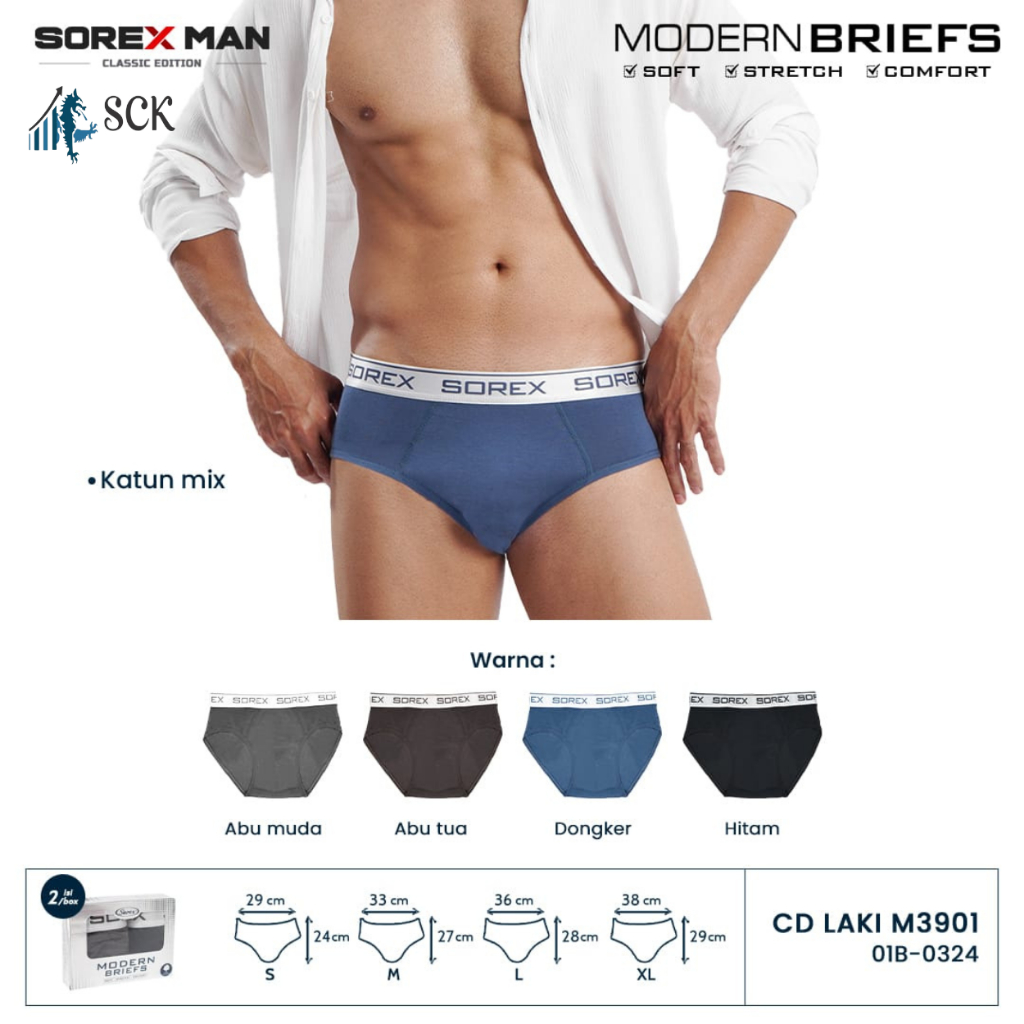 [ISI 2] CD Pria SOREX 3901 - 3902 / CELANA DALAM Pria Boxer Cowok - sckmenwear GROSIR