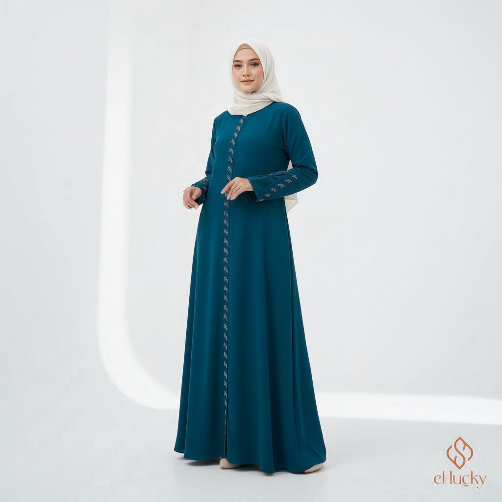 Ameera Dress Gamis Bahan Sabrina Anti UV Dengan Payet Wanita Muslim Busui Friendly