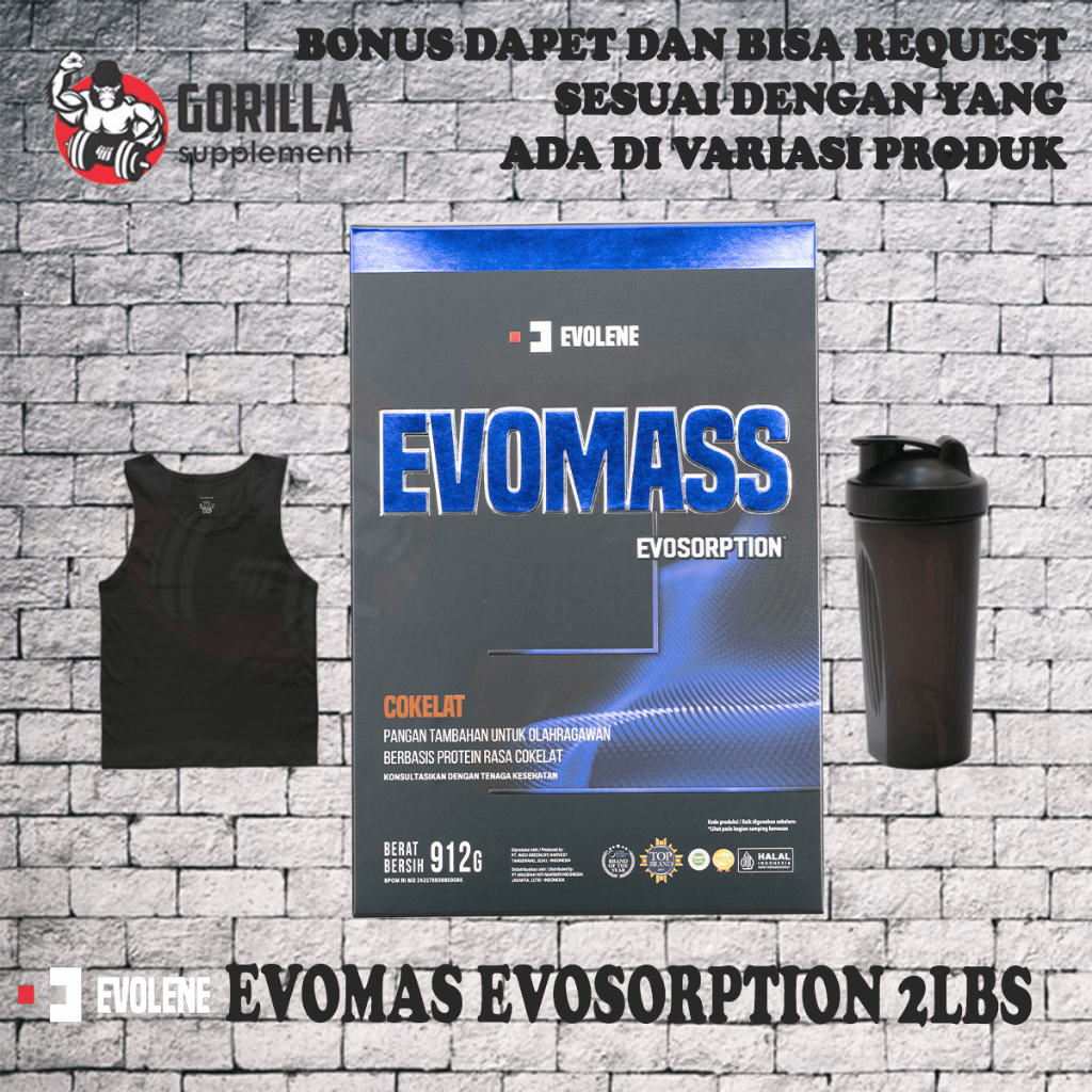 EVOLENE EVOMASS 2lb 912 Gram Evo Mass Gainer Susu Penambah Berat Badan