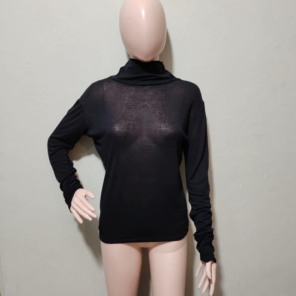 Semi transparent turtleneck hitam black turtleneck mesh top turtleneck mesh top hitam black mesh top