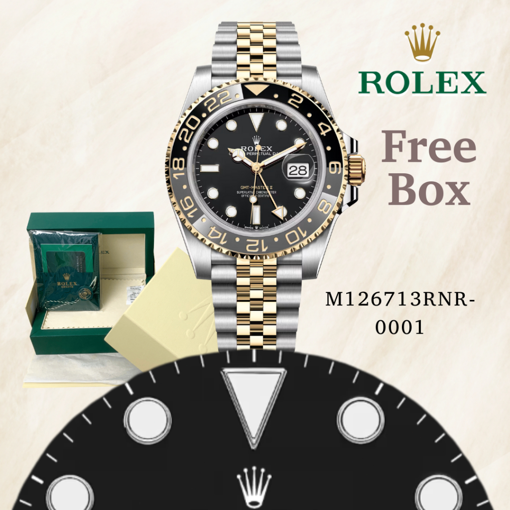 COD dan 100% Asli ROLEX INCLUDE BOX Jam Tangan Seri GMT-Master II Pria M126713GRNR-0001 Jam Tangan A