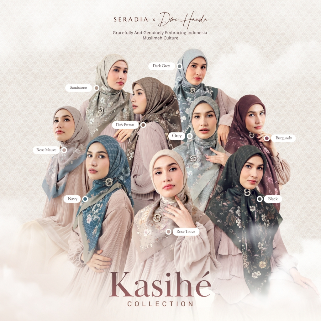 Seradia Hijab - Segi Empat Motif Kasihé Collection - Seradia X Dwi Handa