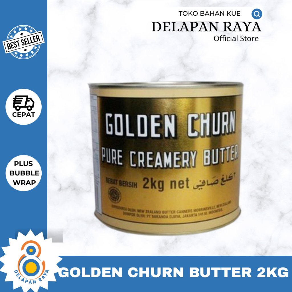 Golden Churn Butter 2kg / Salted Tin Butter Kaleng Mentega Roombutter / creamery butter -8Raya