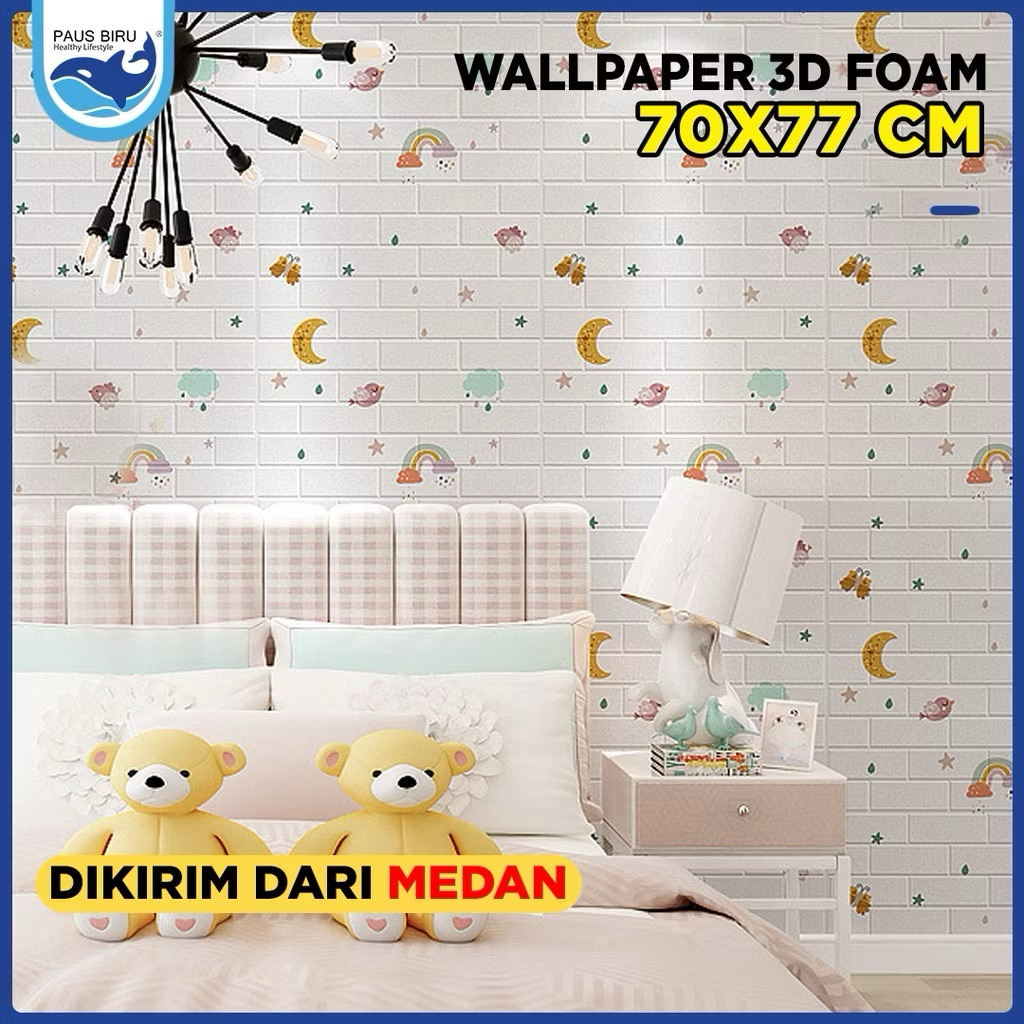 Wallpaper FOAM bata 3D || Wallpaper DEKORASI Wallpaper DINDING MOTIF ANAK