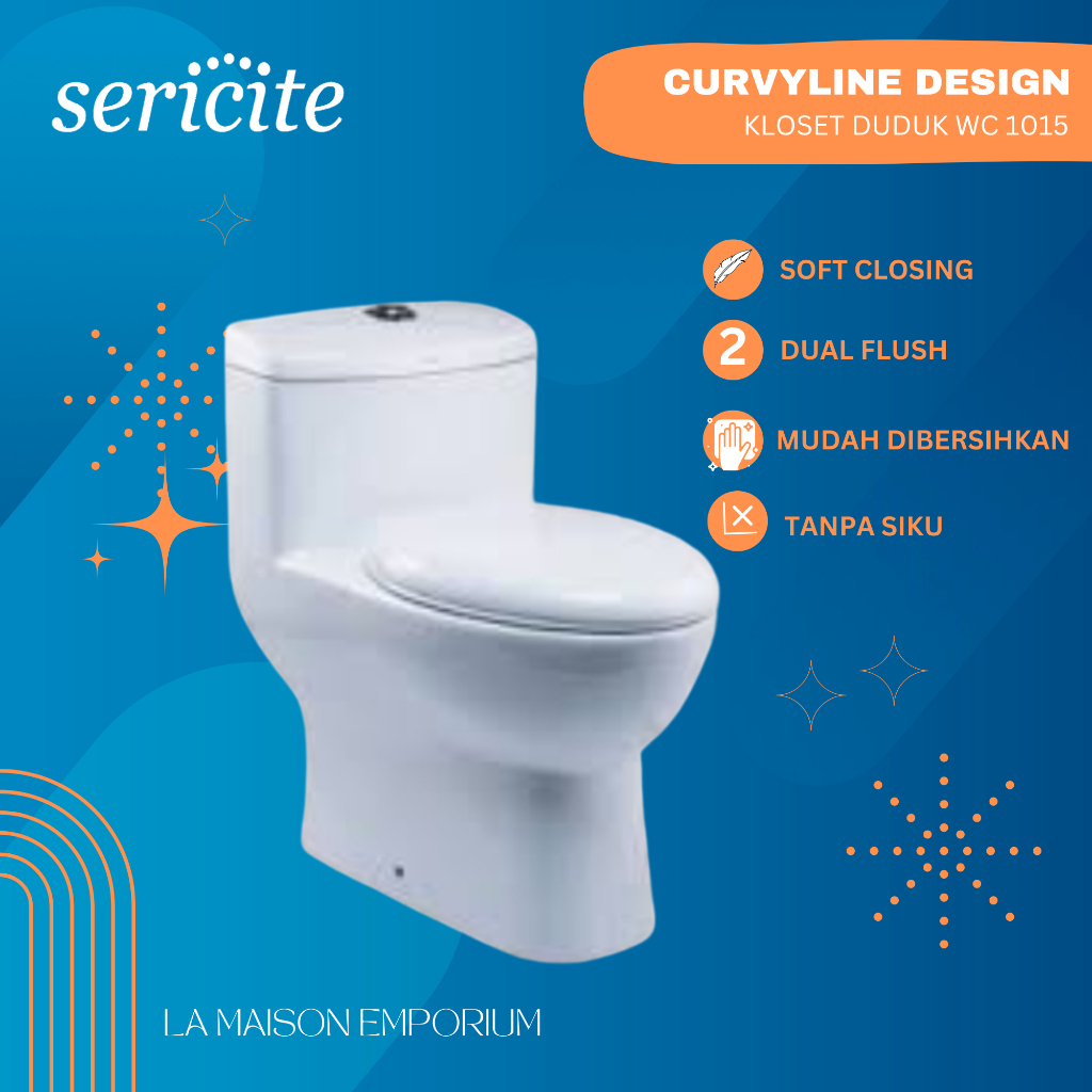 KLOSET DUDUK SERICITE MONOBLOK WC1015 MINIMALIS DUAL FLUSH  / CLOSET ONE  PIECE 1015 AS 21CM