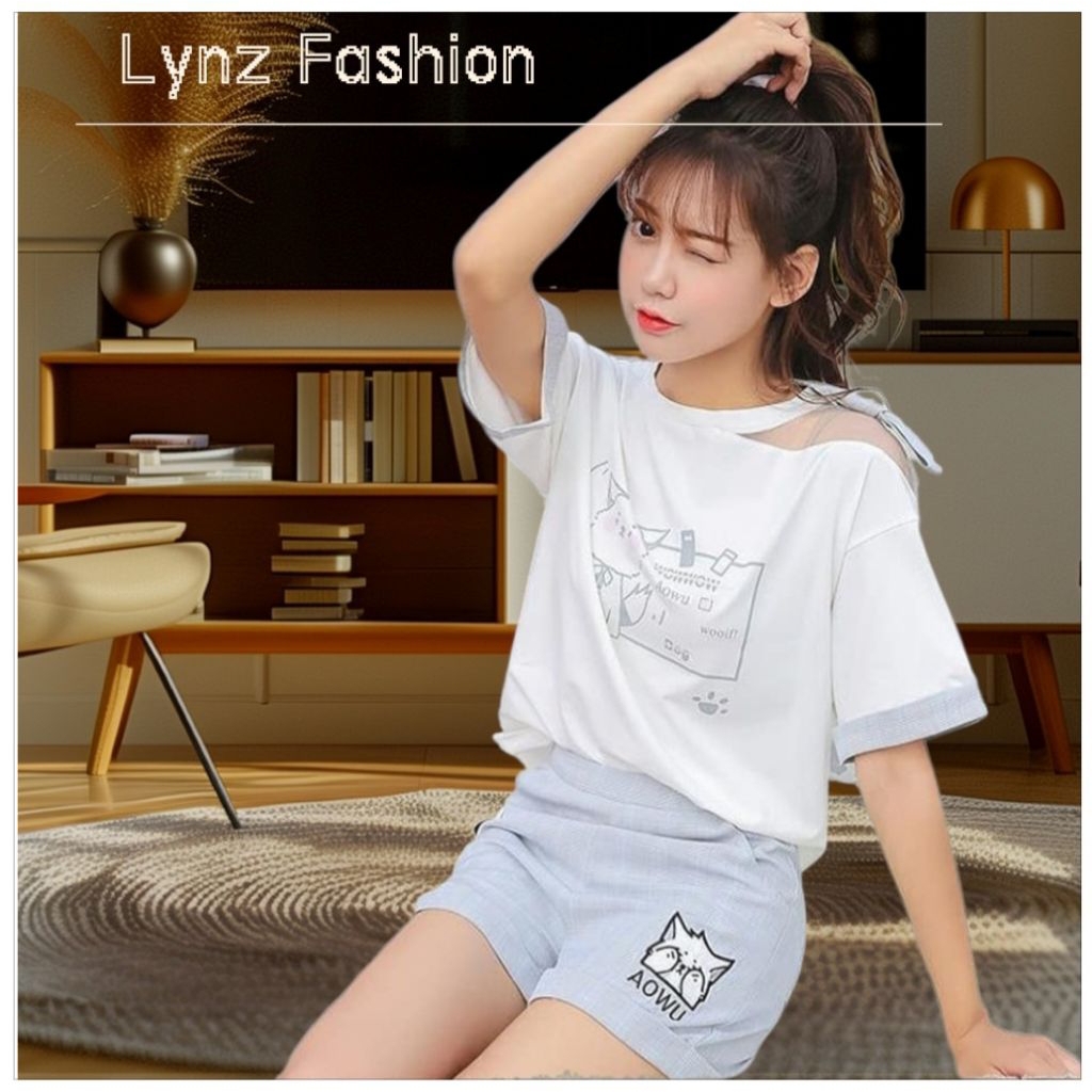 Blouse Atasan Baju Wanita Dog Blouse White Style Korea Jepang Import