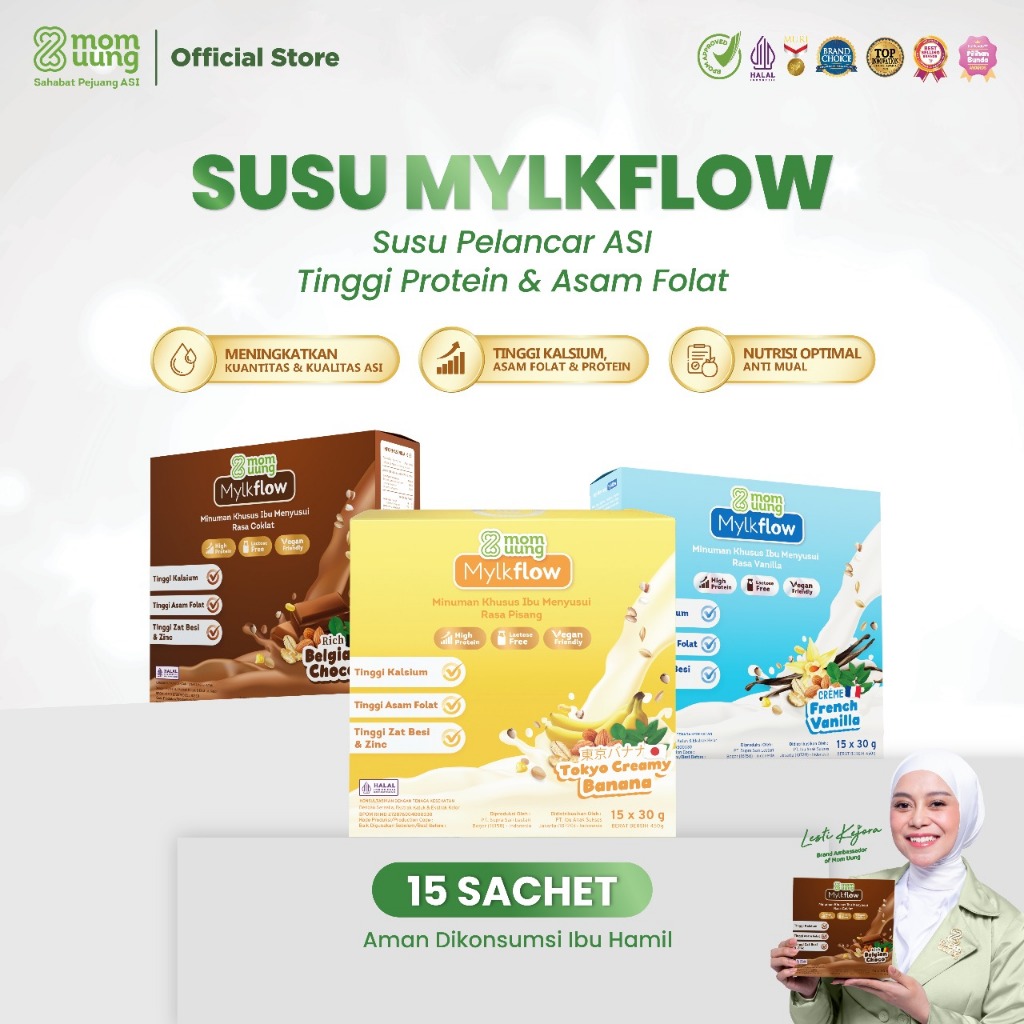 [SPECIAL LIVE] Mom Uung Susu Mylkflow 15 Sachet - Susu Pelancar ASI Halal BPOM
