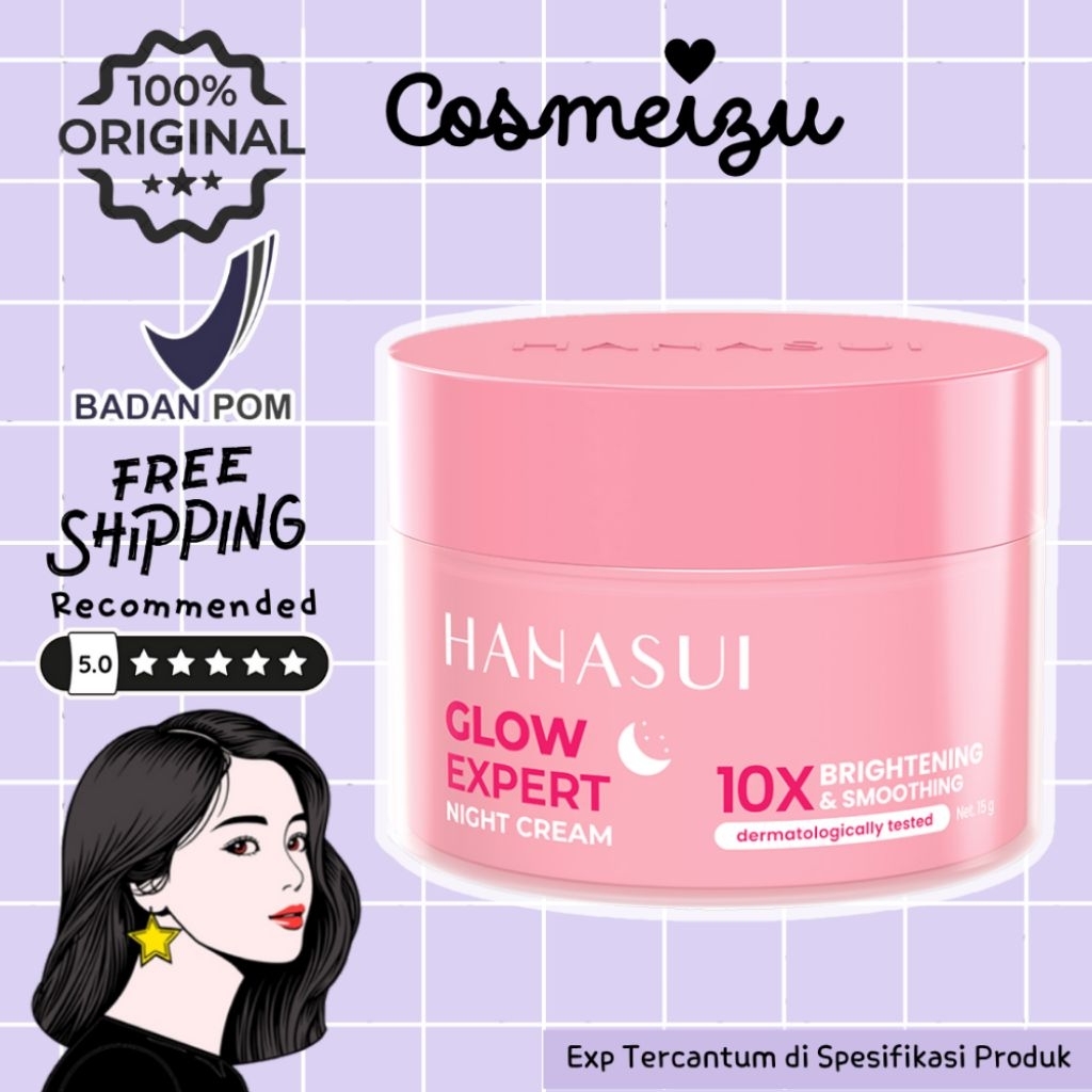 Cosmeizu - HANASUI Glow Expert Night Cream 15gr | Krim Malam | Krim Pencerah