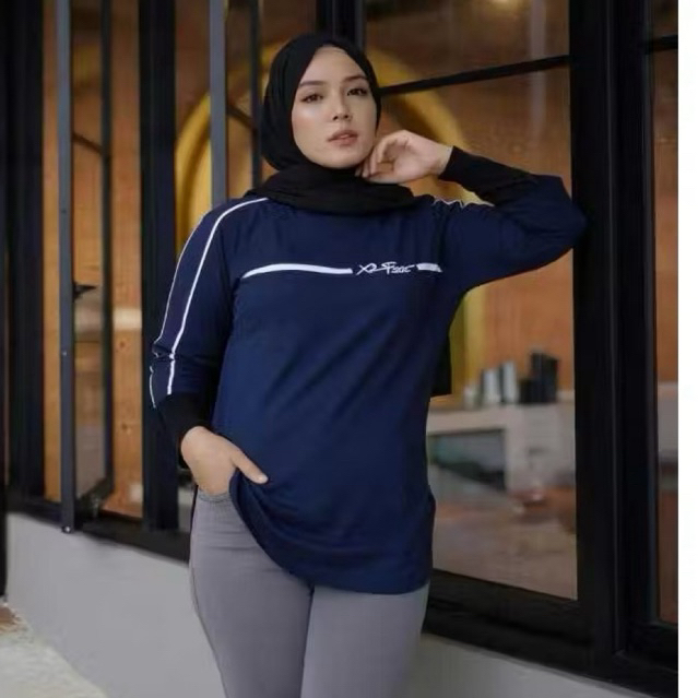 Xhafana || kaos wanita oval lengan 7/8 bahan combat 20s tebal nyaman