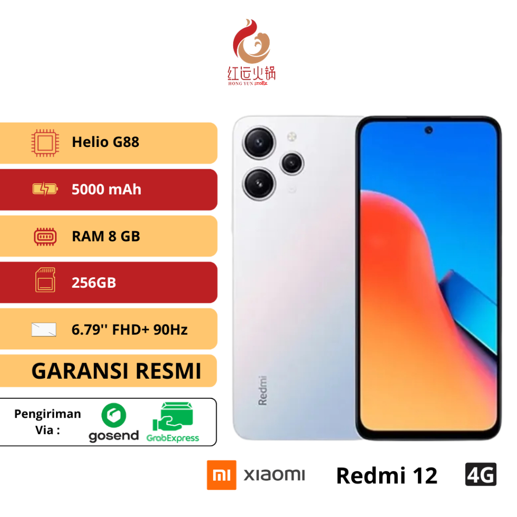 HP XIOMI REDMI 12 8/256 GB - REDMI 12 RAM 8GB ROM 256GB GARANSI - Hitam, 8/128GB