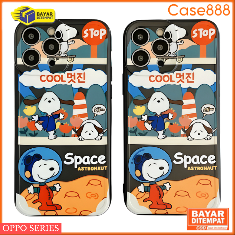 Case Liquid Snoopy Space And Lucky Oppo A16 A16S A54S A54 4G Softcase Dove Liquid Premium Pelindung 
