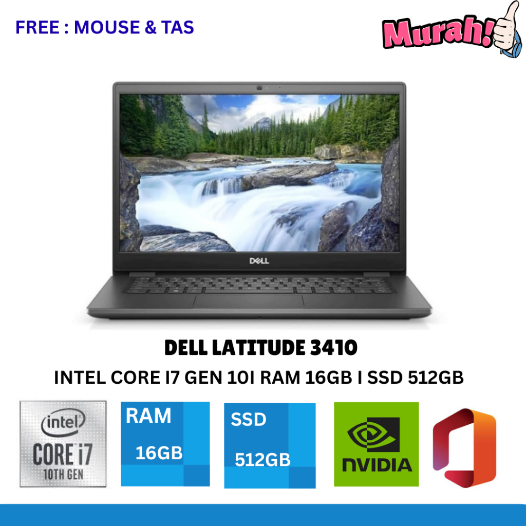 LAPTOP DELL LATITUDE 3410 CORE 17 GEN 10 16GB 512GB VGA NVIDIA 2GB