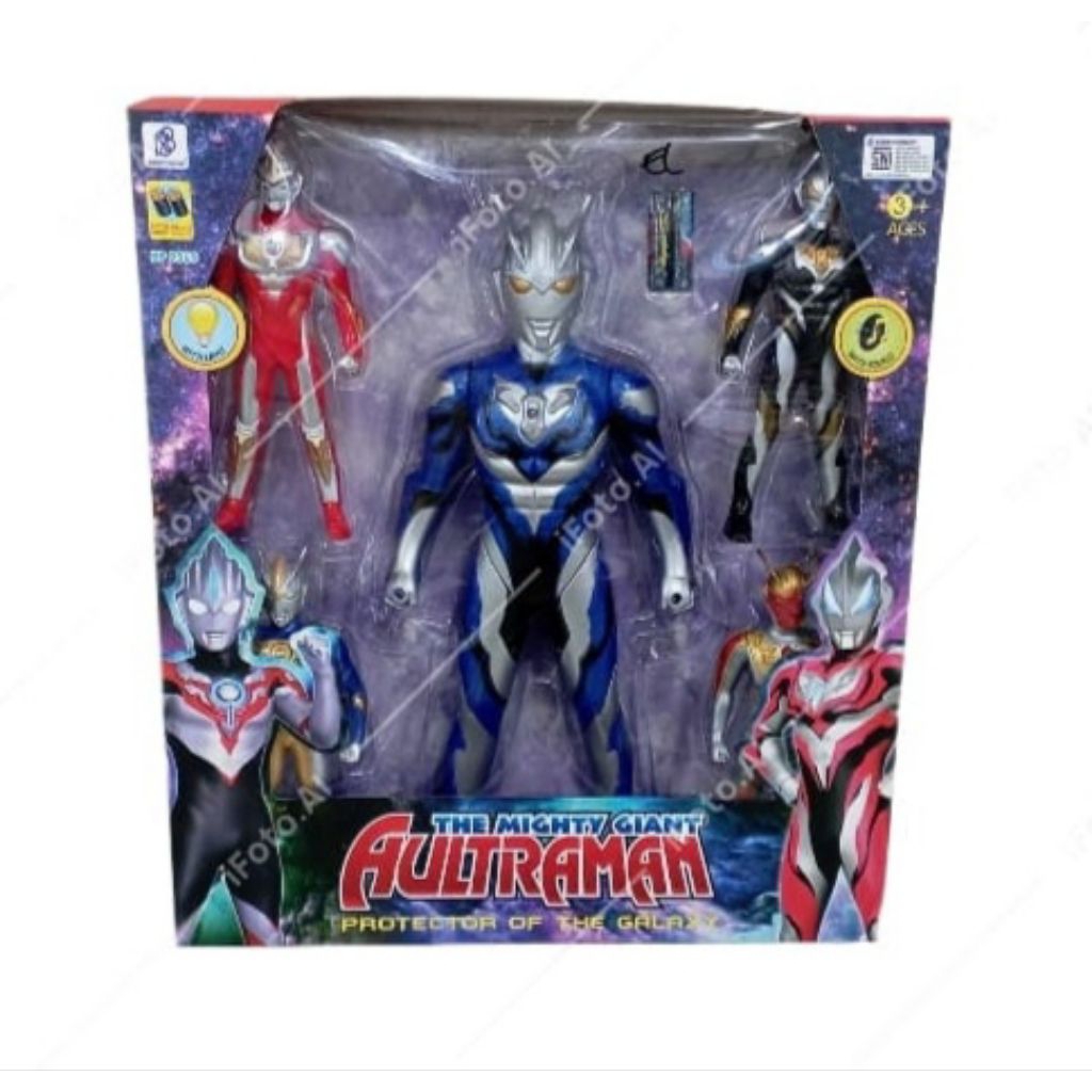 mainan robot ultraman besar dus baterai lampu suara