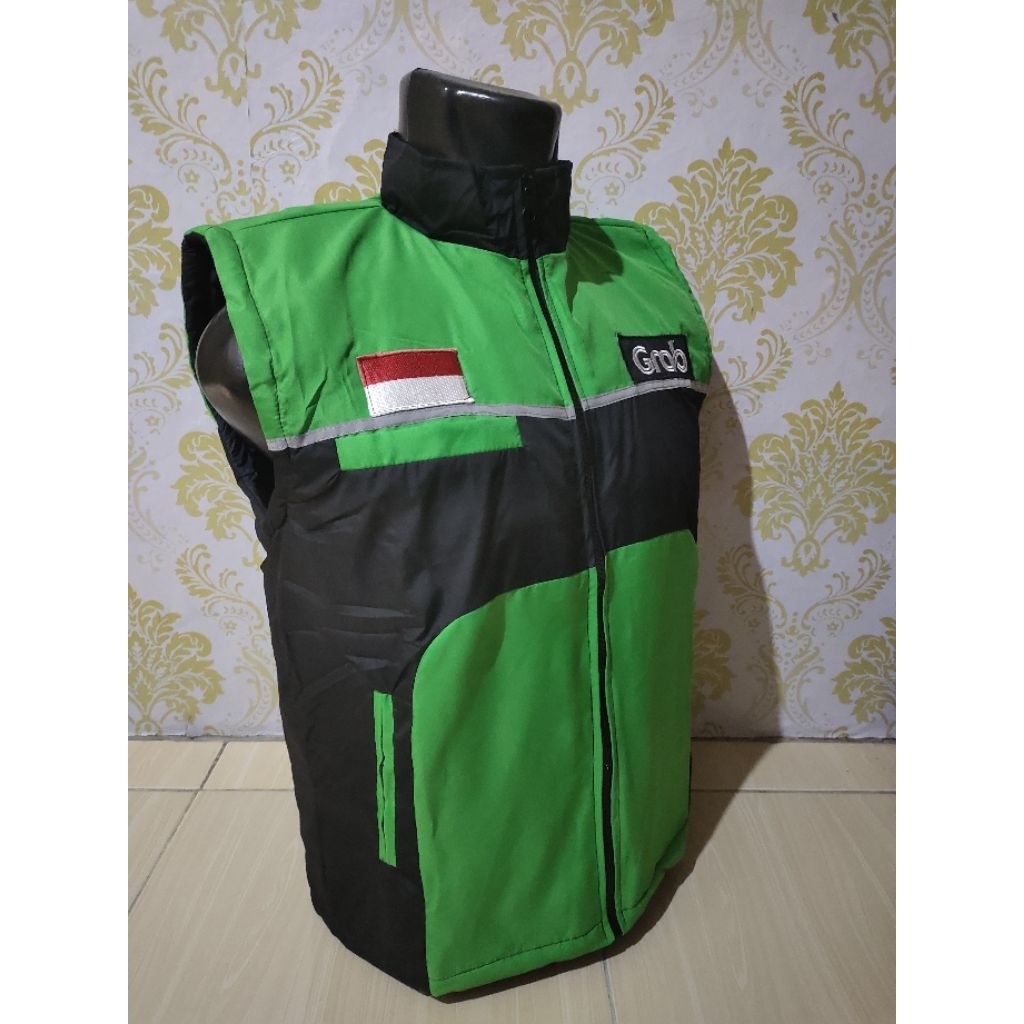 PROMO TERMURAH Rompi Go-Jek Driver - Rompi GRB Driver - Rompi Hijau Hitam Polos Costum Realpict