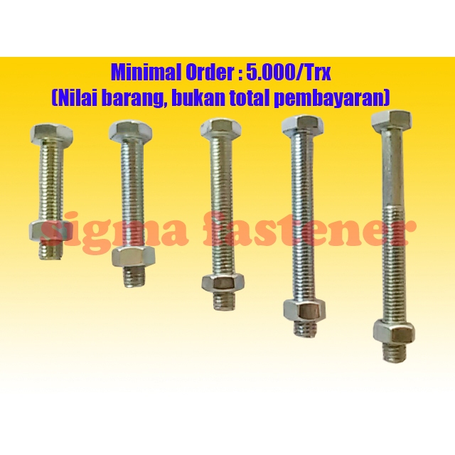 Baut Mur Putih (BMP) M6 Panjang 10-50 mm