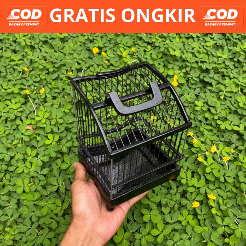 Sangkar Untul Melengkung Hitam Elegan Ruji Fiber Untuk Sogon Konin Pleci Satu Pintu Tatakan Bawah Do
