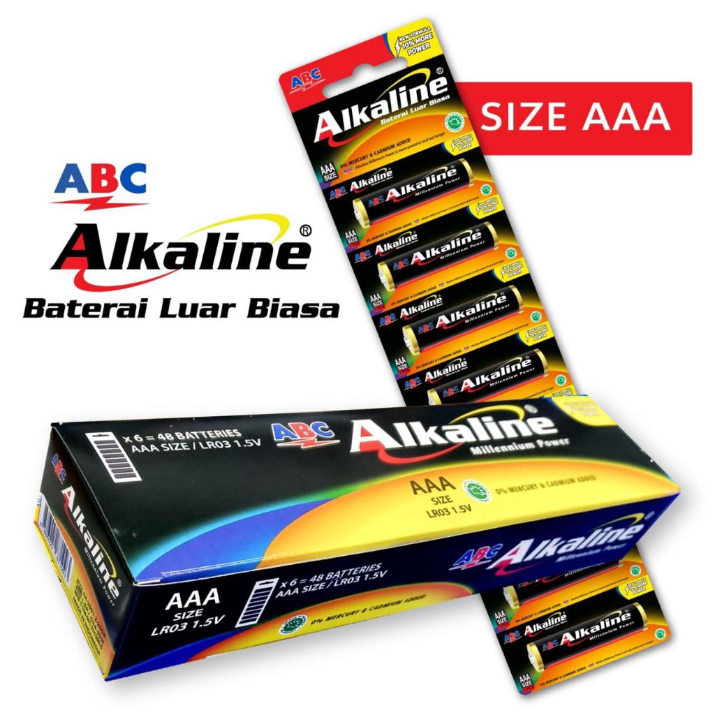 Batu Baterai ABC Alkaline ABC AAA Renceng Original