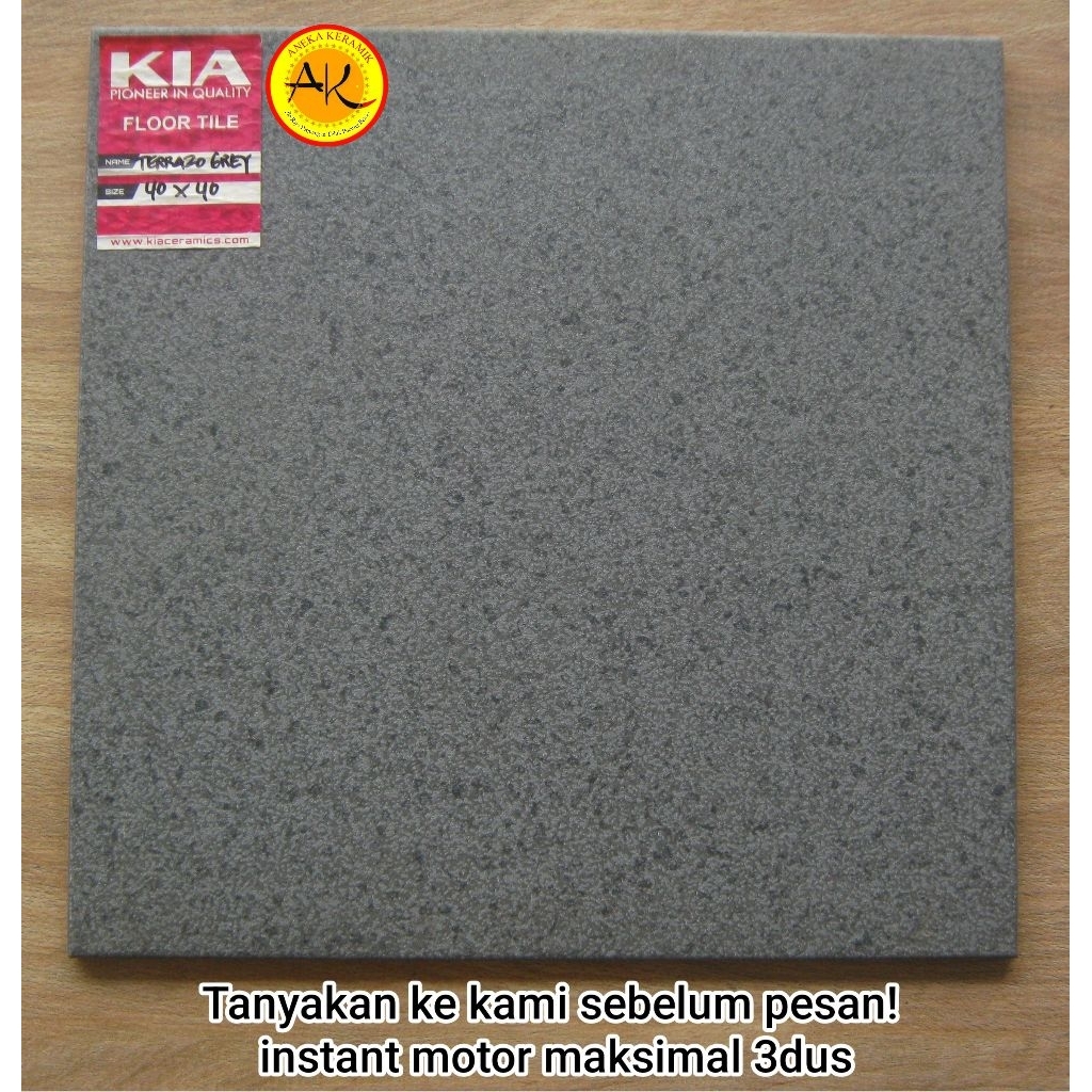 Kia terazzo grey 40x40Keramik Lantai Kasar Teras Garasi Rustic Motif Industrial