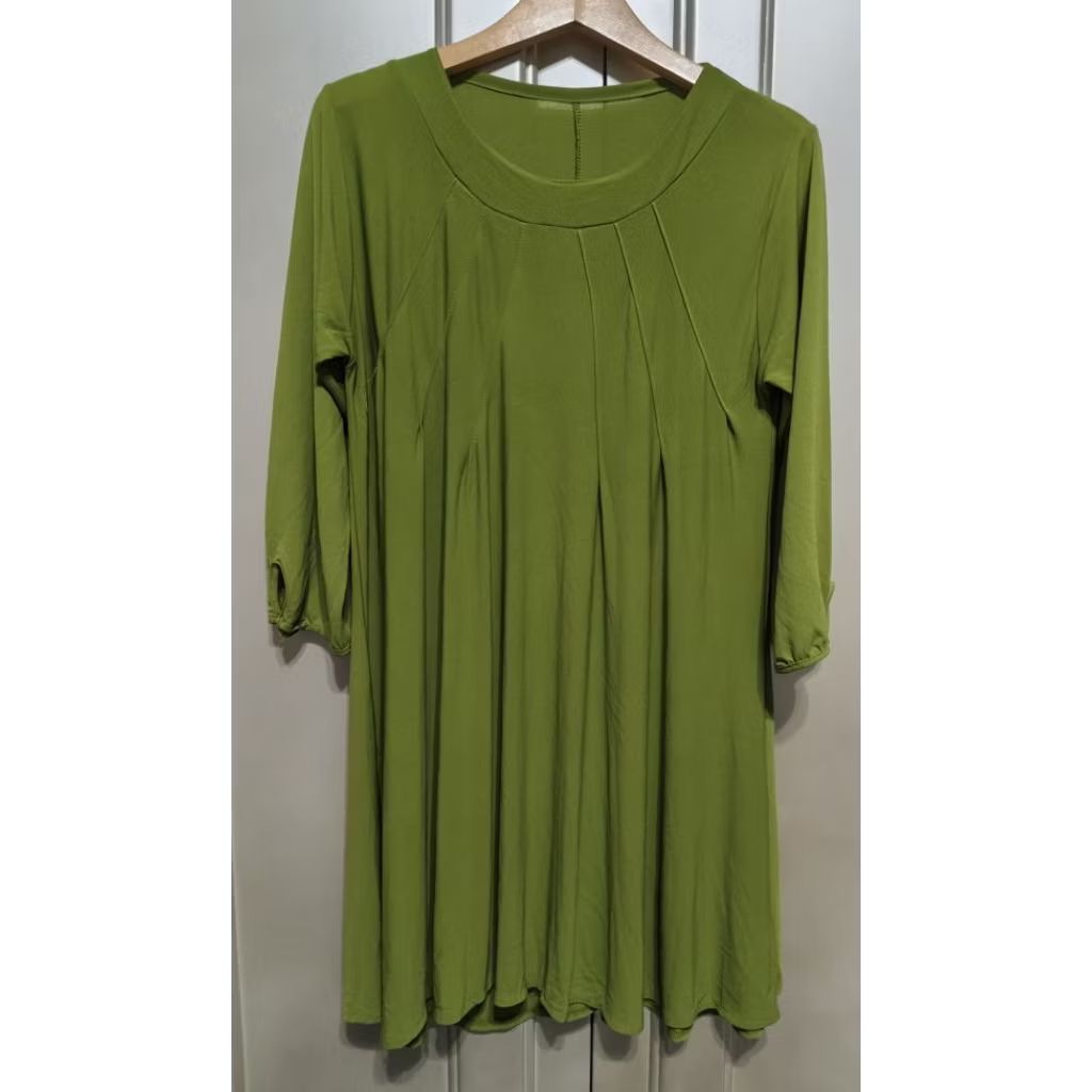 Dress Lengan Panjang Hijau Spandek