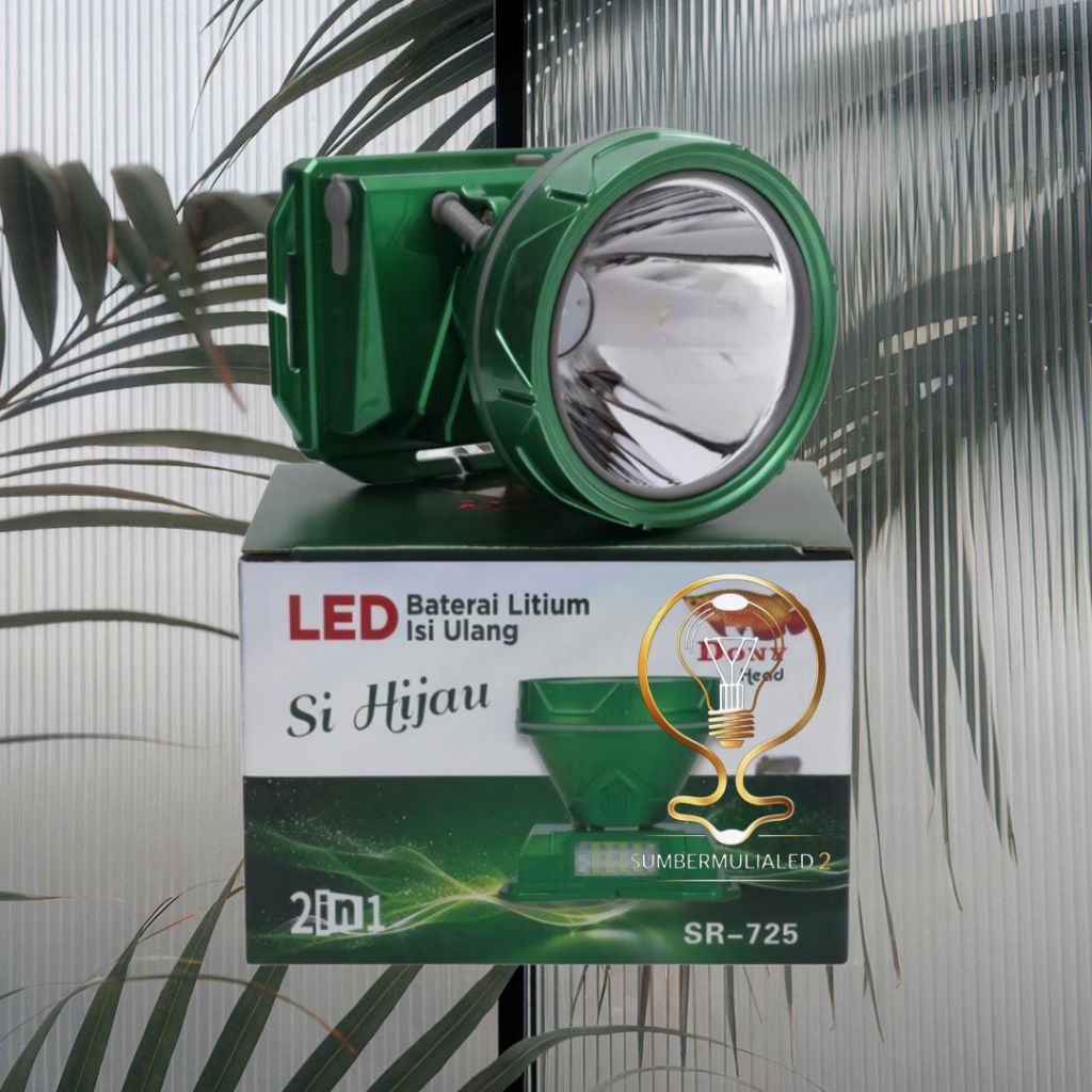 Dony Senter Kepala SR-725 20W Si Hijau  | Cahaya Putih / Kuning | HeadLamp 20 Watt | Super Terang Be