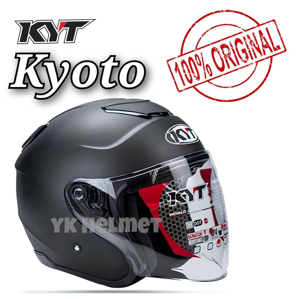 ori HELM KYT KYOTO R solid BLACK DOF/ kyoto Hitam Doff original